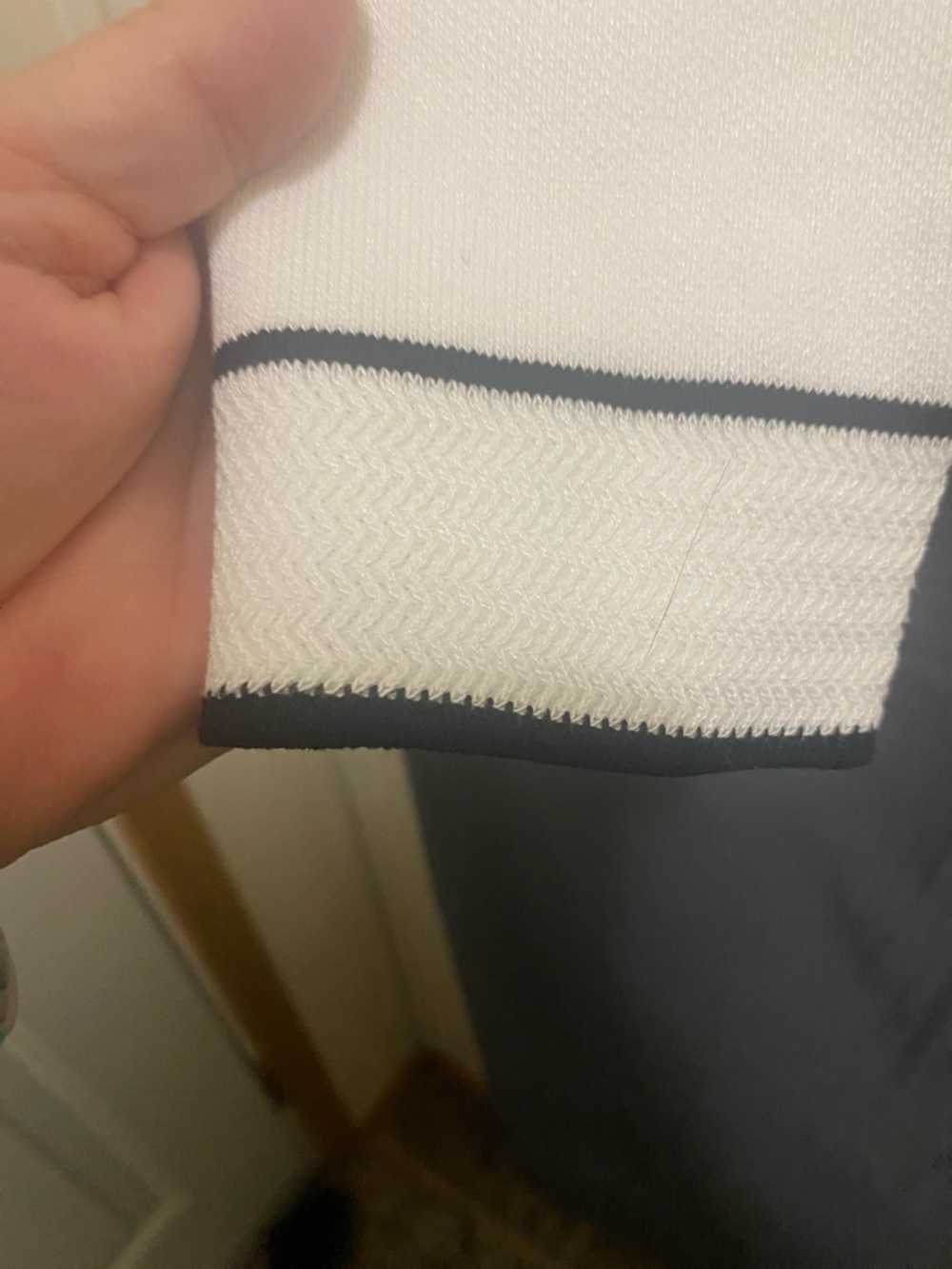 Classic White Knit Cardigan with Navy Trim – Button Front size medium - Picture 10 of 17